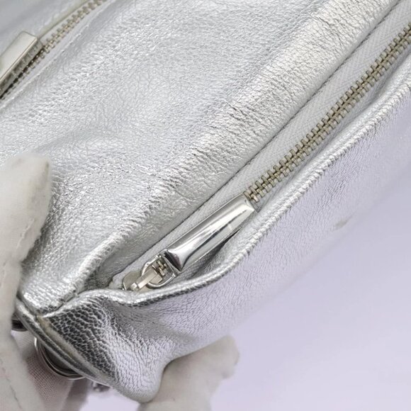 TORY BURCH Shoulder Bag Leather Silver Auth am7733 - Picture 11 of 15